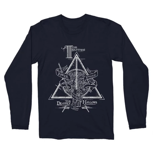 Sötétkék Harry Potter férfi hosszú ujjú póló - The three brothers