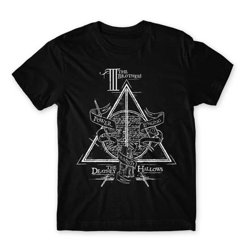 Fekete Harry Potter férfi rövid ujjú póló - The three brothers