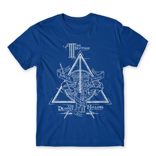 Királykék Harry Potter férfi rövid ujjú póló - The three brothers