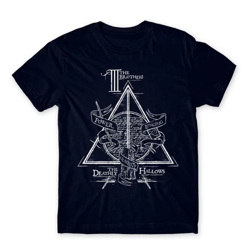 Sötétkék Harry Potter férfi rövid ujjú póló - The three brothers