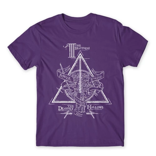 Sötétlila Harry Potter férfi rövid ujjú póló - The three brothers