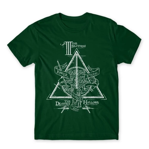 Sötétzöld Harry Potter férfi rövid ujjú póló - The three brothers