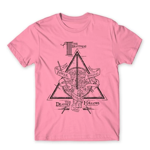 Világos rózsaszín Harry Potter férfi rövid ujjú póló - The three brothers