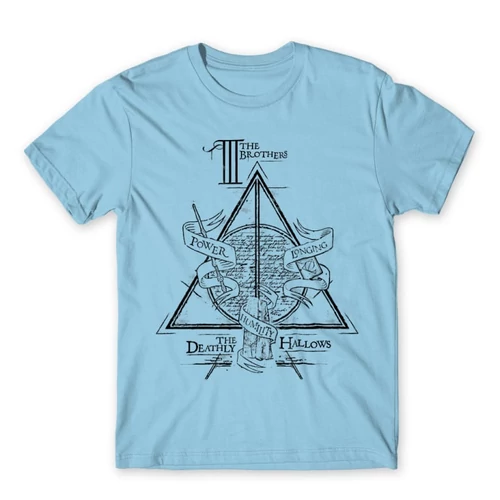 Világoskék Harry Potter férfi rövid ujjú póló - The three brothers