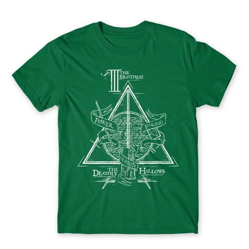 Zöld Harry Potter férfi rövid ujjú póló - The three brothers