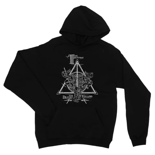 Fekete Harry Potter unisex kapucnis pulóver - The three brothers