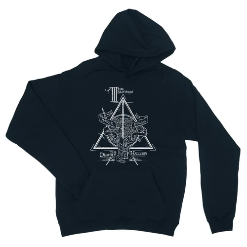 Sötétkék Harry Potter unisex kapucnis pulóver - The three brothers