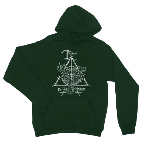 Sötétzöld Harry Potter unisex kapucnis pulóver - The three brothers