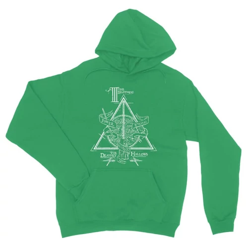Zöld Harry Potter unisex kapucnis pulóver - The three brothers