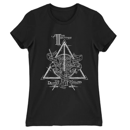 Fekete Harry Potter női rövid ujjú póló - The three brothers