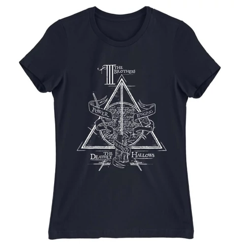 Sötétkék Harry Potter női rövid ujjú póló - The three brothers