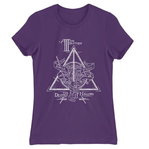 Sötétlila Harry Potter női rövid ujjú póló - The three brothers