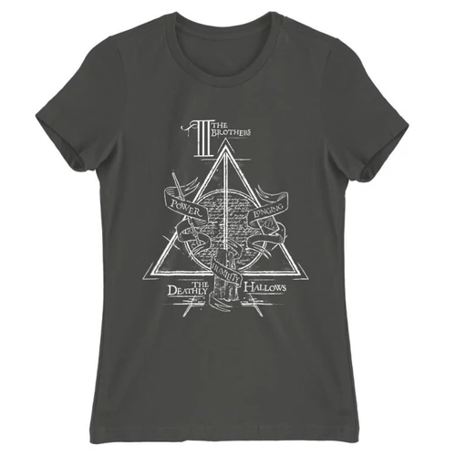 Sötétszürke Harry Potter női rövid ujjú póló - The three brothers