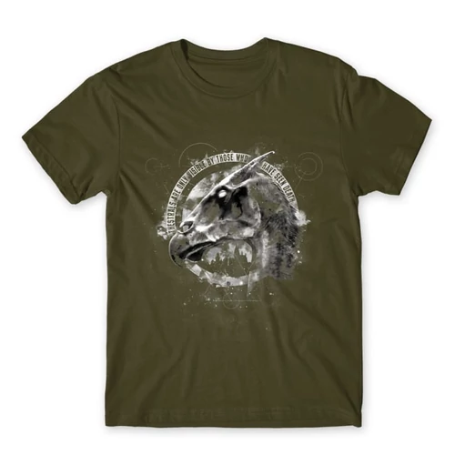 Khaki Harry Potter férfi rövid ujjú póló - Thestral head