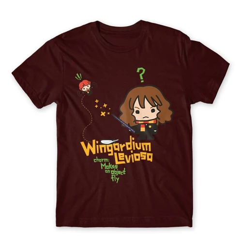 Bordó Harry Potter férfi rövid ujjú póló - Wingardium Leviosa