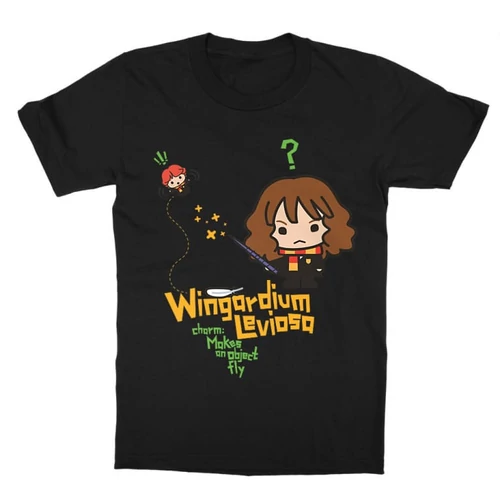 Fekete Harry Potter gyerek rövid ujjú póló - Wingardium Leviosa