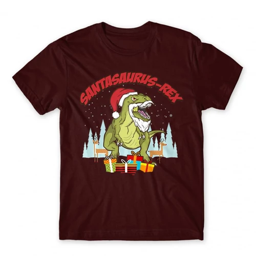 Bordó Santasaurus Rex férfi rövid ujjú póló