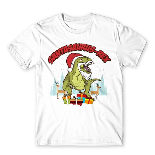 Fehér Santasaurus Rex férfi rövid ujjú póló
