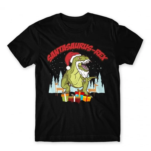 Fekete Santasaurus Rex férfi rövid ujjú póló