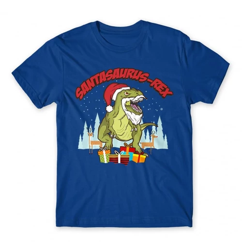 Királykék Santasaurus Rex férfi rövid ujjú póló