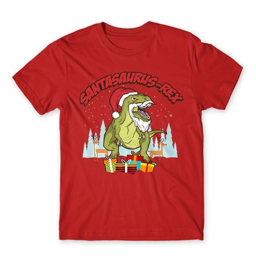 Piros Santasaurus Rex férfi rövid ujjú póló