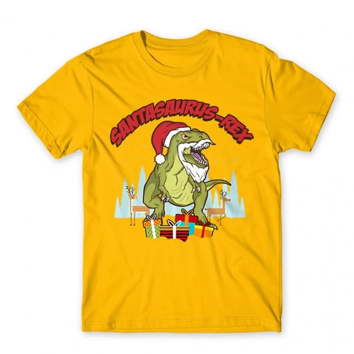 Sárga Santasaurus Rex férfi rövid ujjú póló