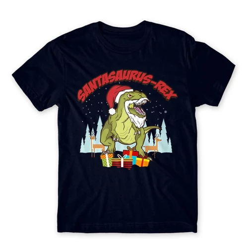 Sötétkék Santasaurus Rex férfi rövid ujjú póló