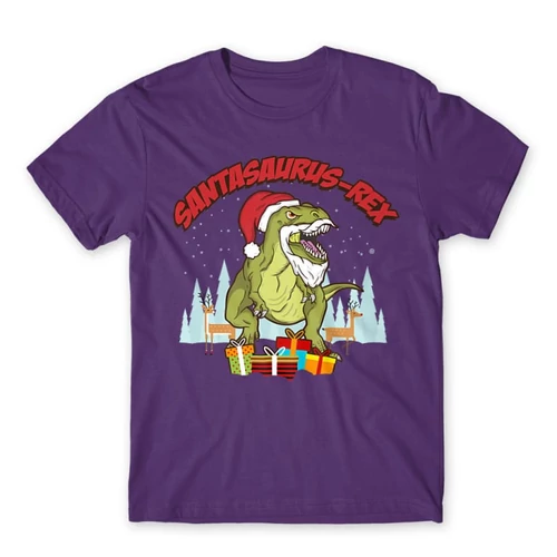 Sötétlila Santasaurus Rex férfi rövid ujjú póló