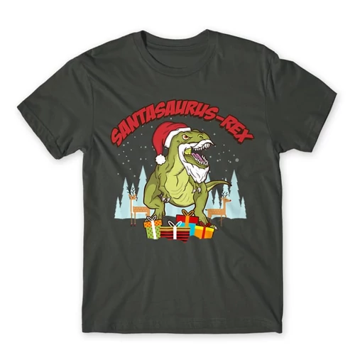 Sötétszürke Santasaurus Rex férfi rövid ujjú póló