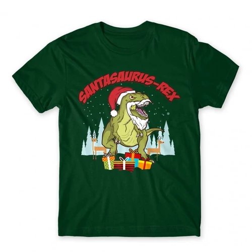 Sötétzöld Santasaurus Rex férfi rövid ujjú póló