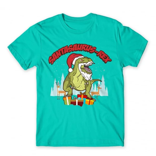 Türkiz Santasaurus Rex férfi rövid ujjú póló