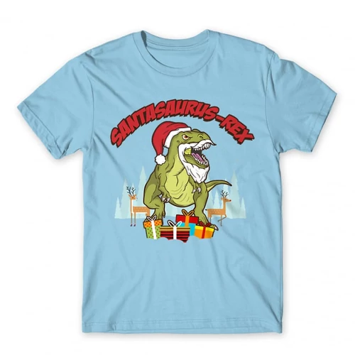 Világoskék Santasaurus Rex férfi rövid ujjú póló