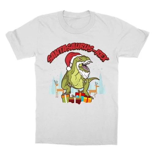 Fehér Santasaurus Rex gyerek rövid ujjú póló