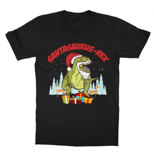 Fekete Santasaurus Rex gyerek rövid ujjú póló