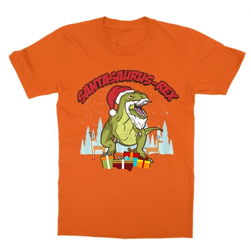 Narancs Santasaurus Rex gyerek rövid ujjú póló