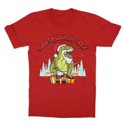 Piros Santasaurus Rex gyerek rövid ujjú póló