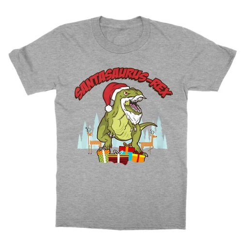 Sportszürke Santasaurus Rex gyerek rövid ujjú póló