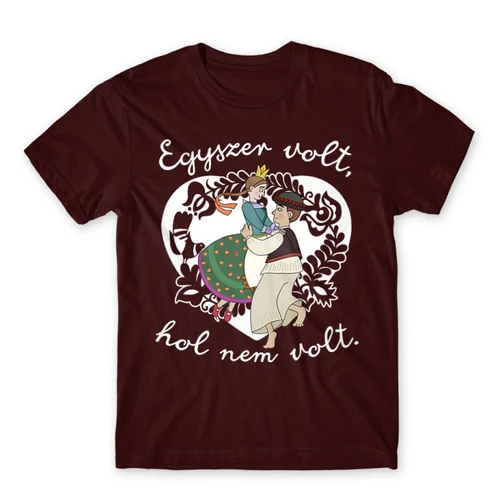 Bordó Magyar népmesék férfi rövid ujjú póló - Egyszer volt, hol nem volt