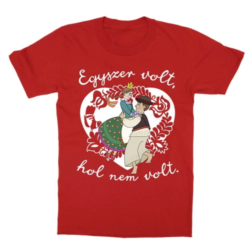 Piros Magyar népmesék gyerek rövid ujjú póló - Egyszer volt, hol nem volt