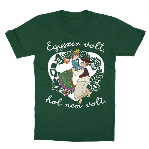 Sötétzöld Magyar népmesék gyerek rövid ujjú póló - Egyszer volt, hol nem volt