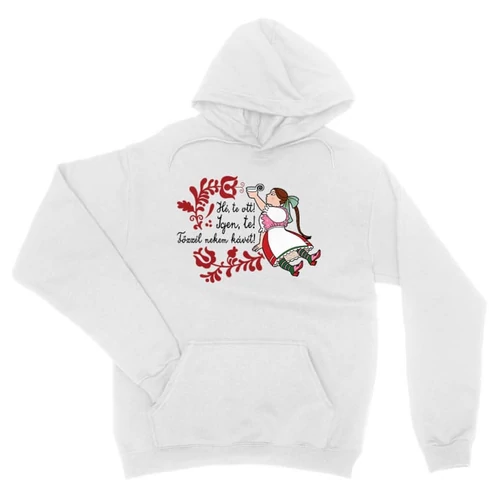 Fehér Magyar népmesék kapucnis pulóver - Főzzél nekem kávét
