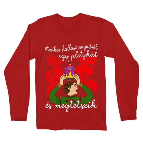 Piros Magyar népmesék férfi hosszú ujjú póló - Pletyka