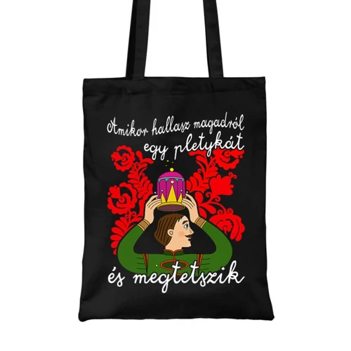 Fekete Magyar népmesék vászontáska - Pletyka