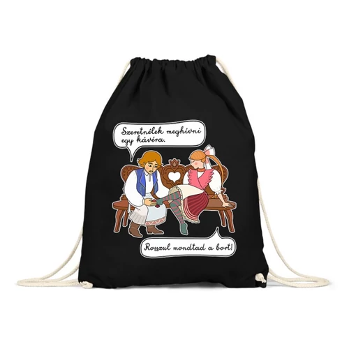 Fekete  Magyar népmesék tornazsák - Szeretnélek meghívni egy kávéra