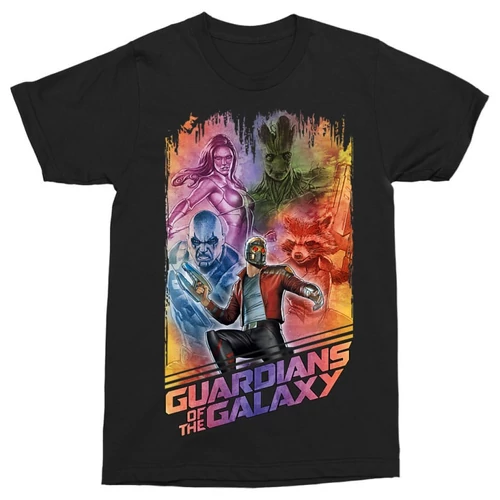 Fekete A galaxis őrzői férfi rövid ujjú póló - Guardians team colors