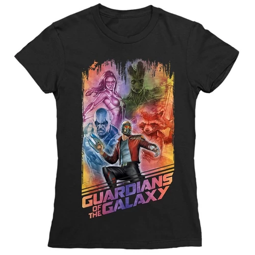 Fekete A galaxis őrzői női rövid ujjú póló - Guardians Team Colors