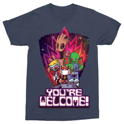Sötétkék A galaxis őrzői férfi rövid ujjú póló - Guardians Cartoon