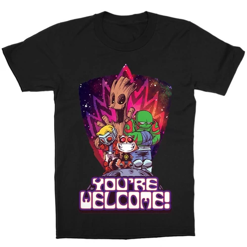 Fekete A galaxis őrzői gyerek rövid ujjú póló - Guardians Cartoon