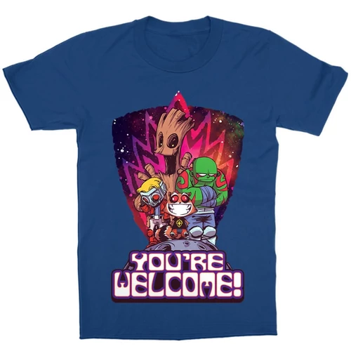 Királykék A galaxis őrzői gyerek rövid ujjú póló - Guardians Cartoon