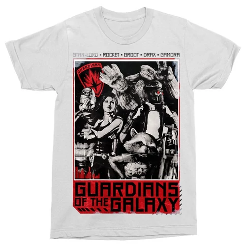 Fehér A galaxis őrzői férfi rövid ujjú póló - Guardians Team Grunge